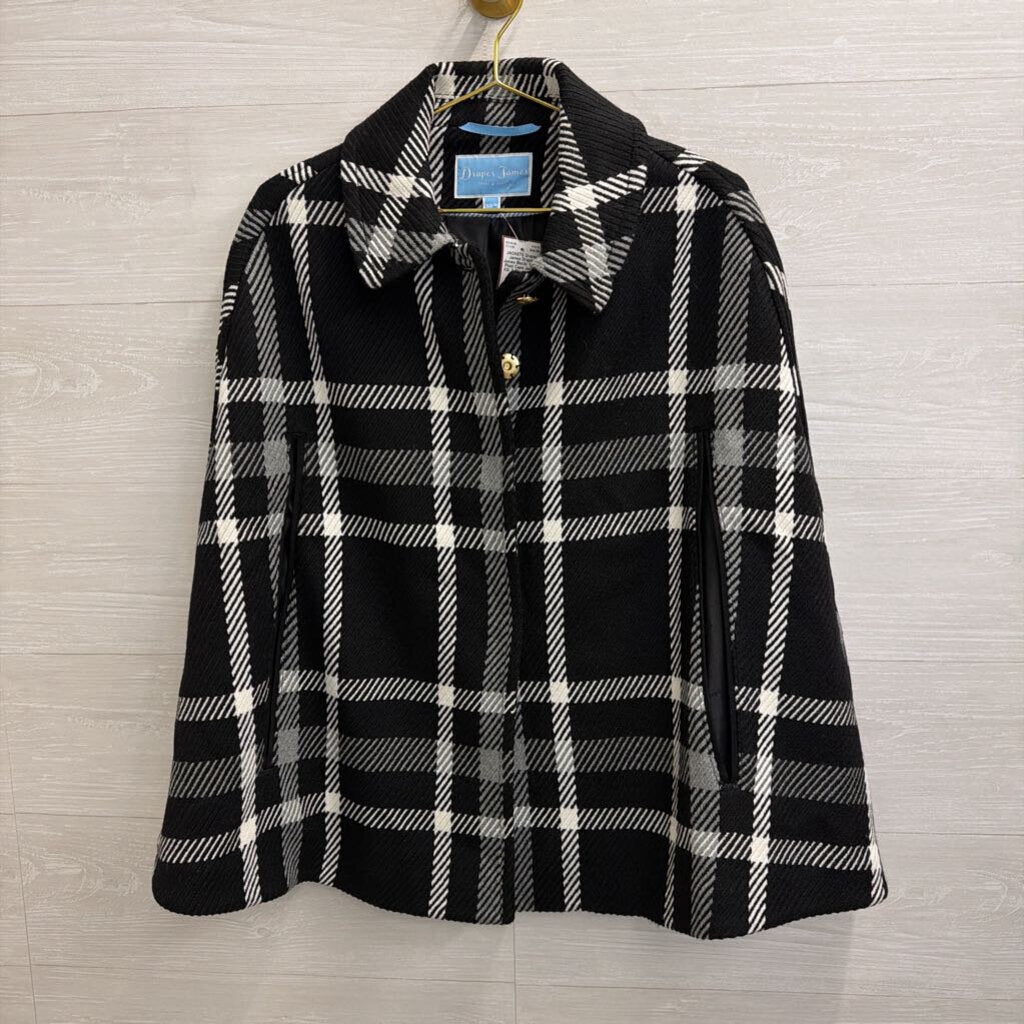 Draper James Black/ White Plaid Cape Jacket XS/ S