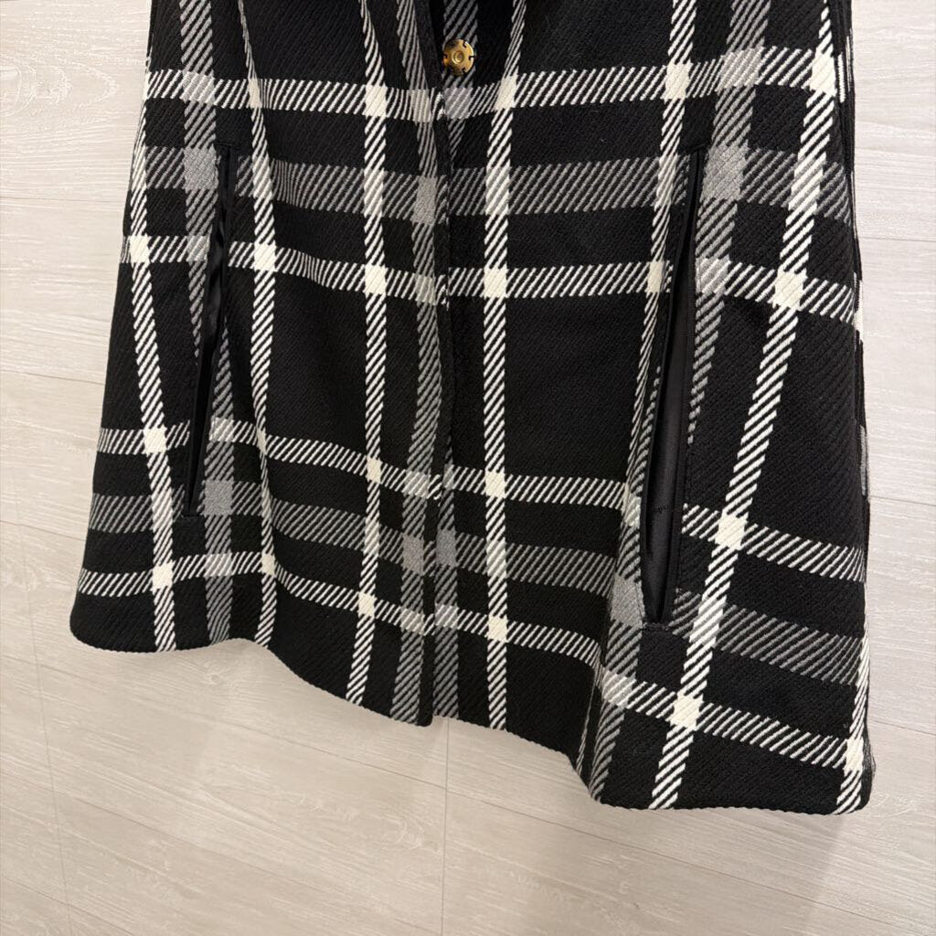 Draper James Black/ White Plaid Cape Jacket XS/ S