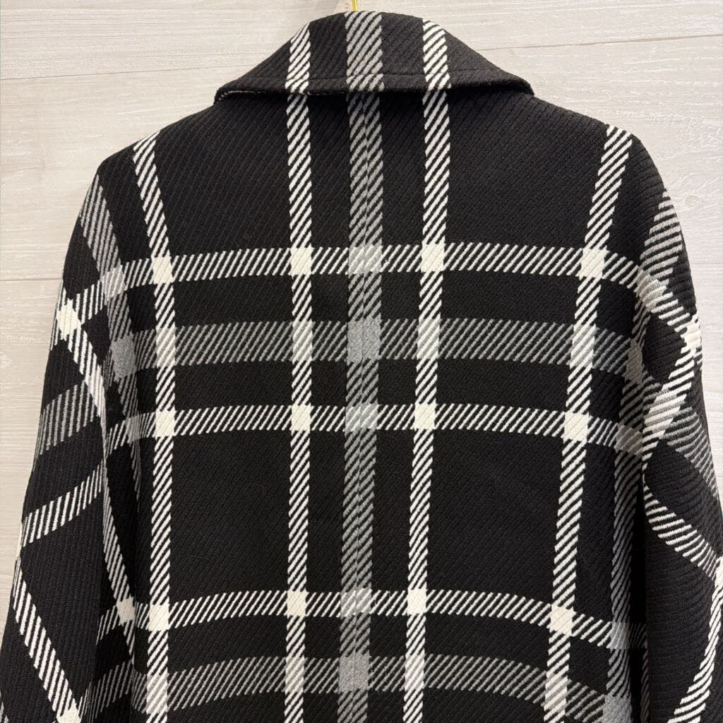 Draper James Black/ White Plaid Cape Jacket XS/ S
