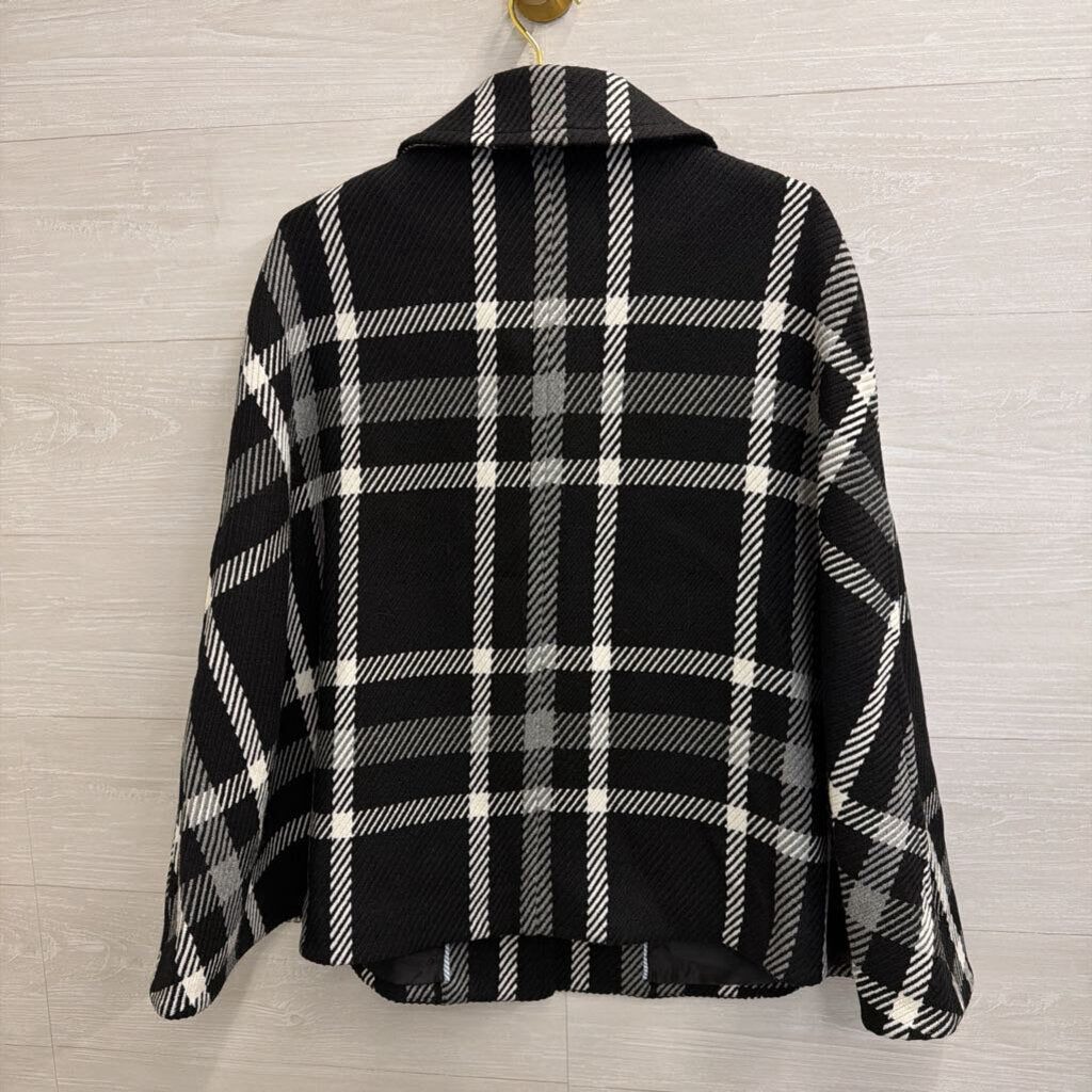 Draper James Black/ White Plaid Cape Jacket XS/ S