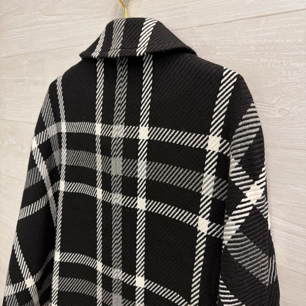 Draper James Black/ White Plaid Cape Jacket XS/ S