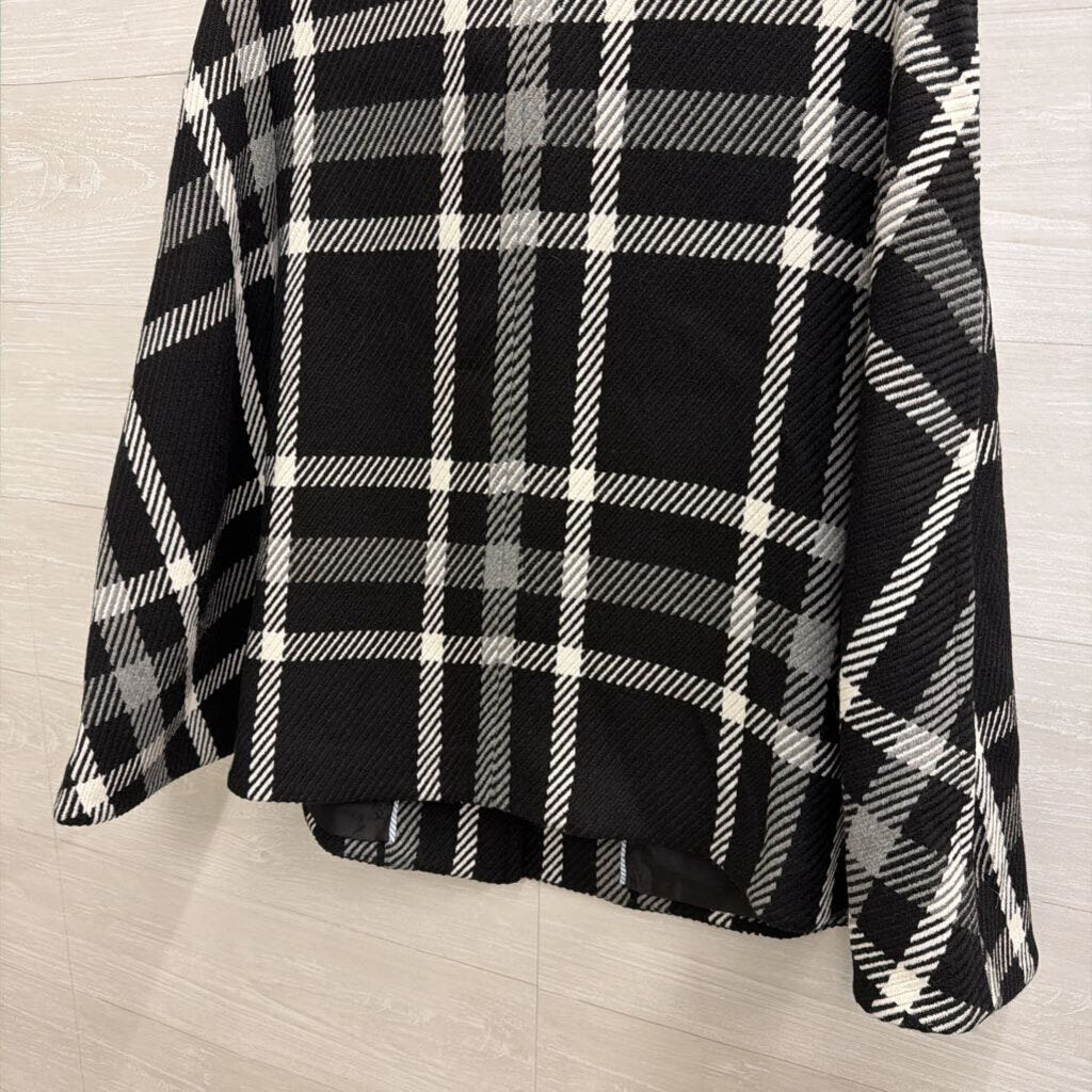Draper James Black/ White Plaid Cape Jacket XS/ S