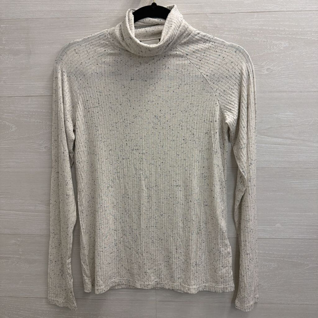 Varley White/ Black Speckled Long Sleeve Turtleneck Top Extra Small