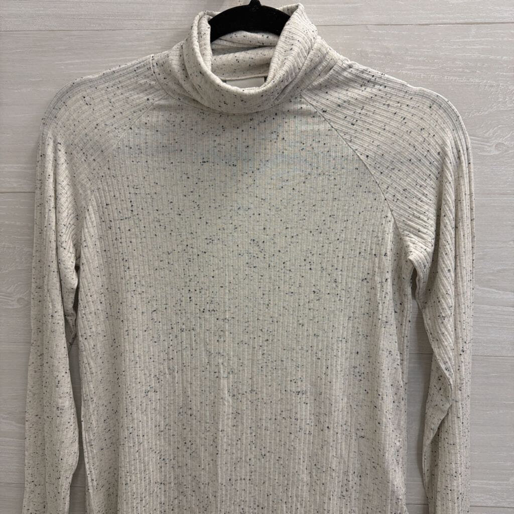 Varley White/ Black Speckled Long Sleeve Turtleneck Top Extra Small