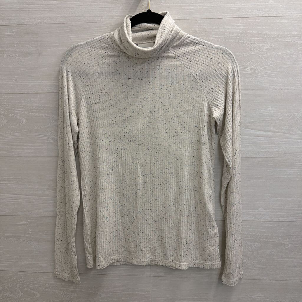 Varley White/ Black Speckled Long Sleeve Turtleneck Top Extra Small