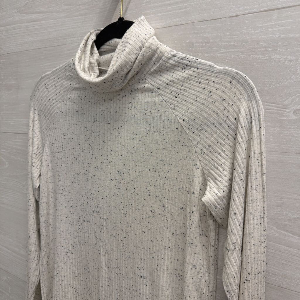 Varley White/ Black Speckled Long Sleeve Turtleneck Top Extra Small