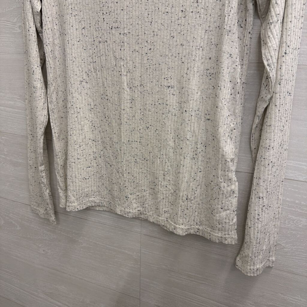 Varley White/ Black Speckled Long Sleeve Turtleneck Top Extra Small