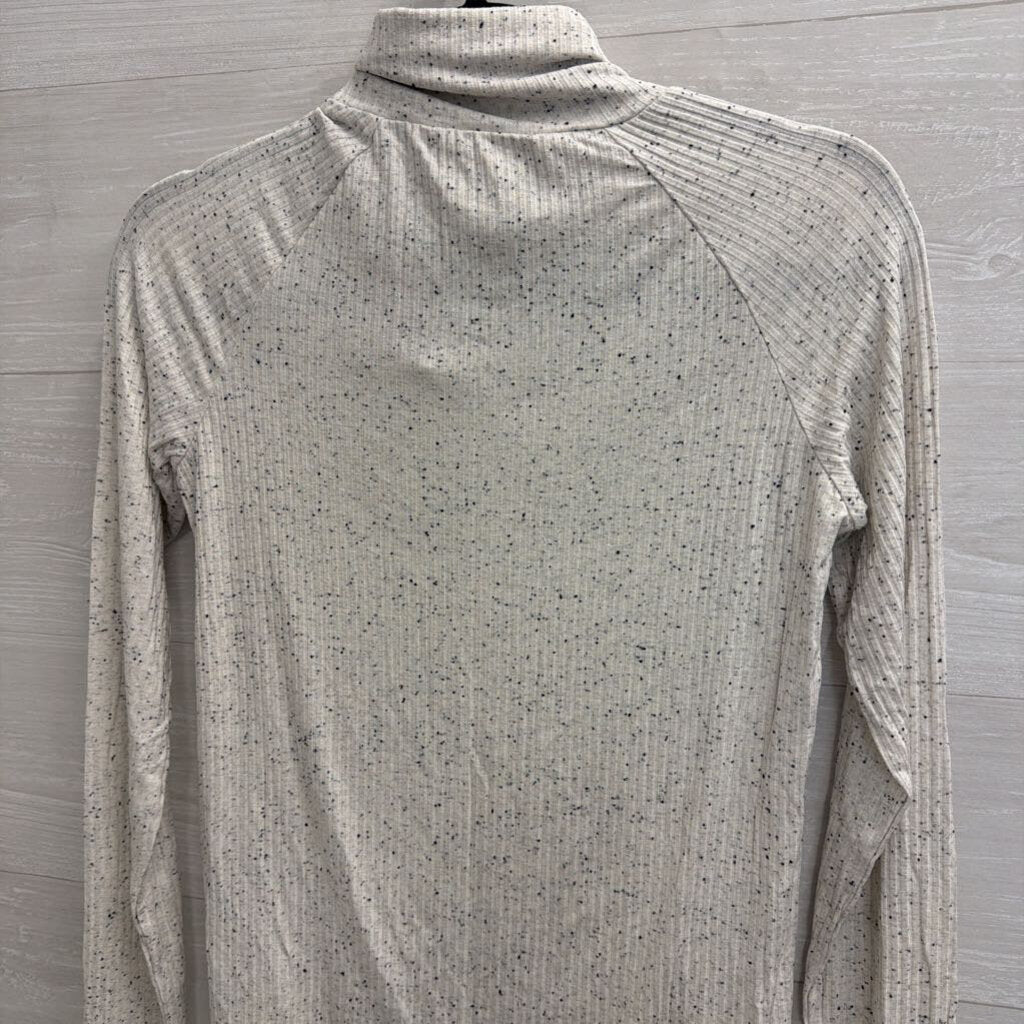 Varley White/ Black Speckled Long Sleeve Turtleneck Top Extra Small