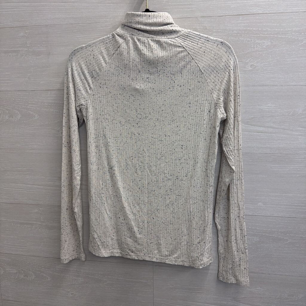 Varley White/ Black Speckled Long Sleeve Turtleneck Top Extra Small