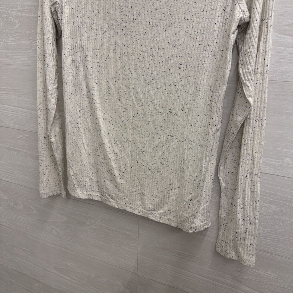 Varley White/ Black Speckled Long Sleeve Turtleneck Top Extra Small