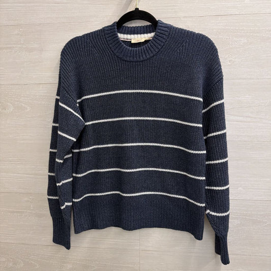 Faherty Navy/ White Striped Knit Cropped Sweater Extra Small