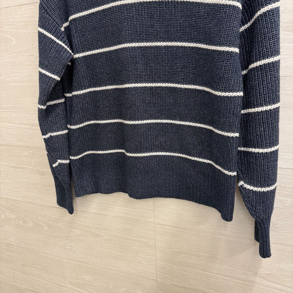 Faherty Navy/ White Striped Knit Cropped Sweater Extra Small
