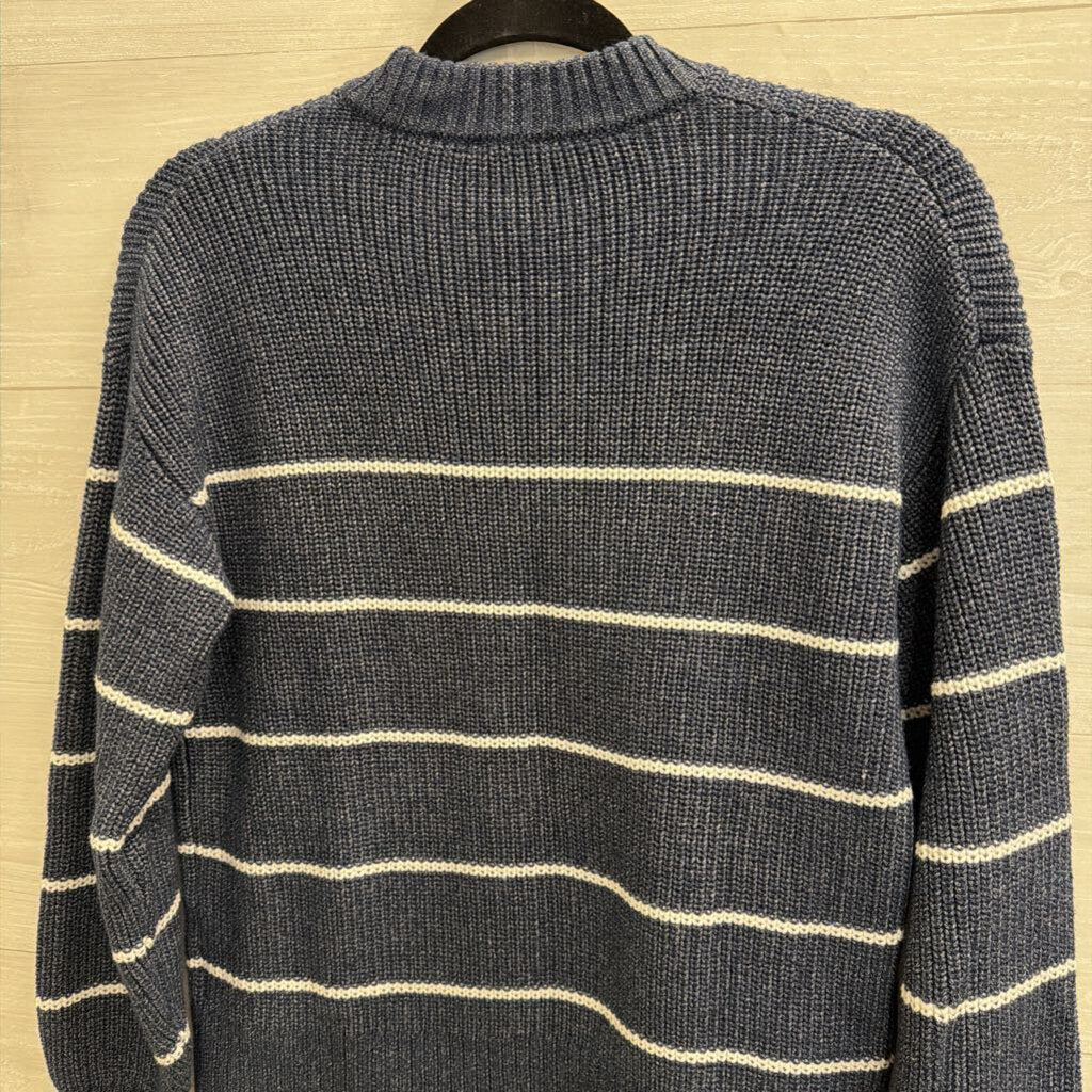 Faherty Navy/ White Striped Knit Cropped Sweater Extra Small
