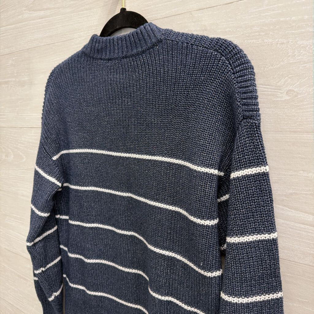 Faherty Navy/ White Striped Knit Cropped Sweater Extra Small