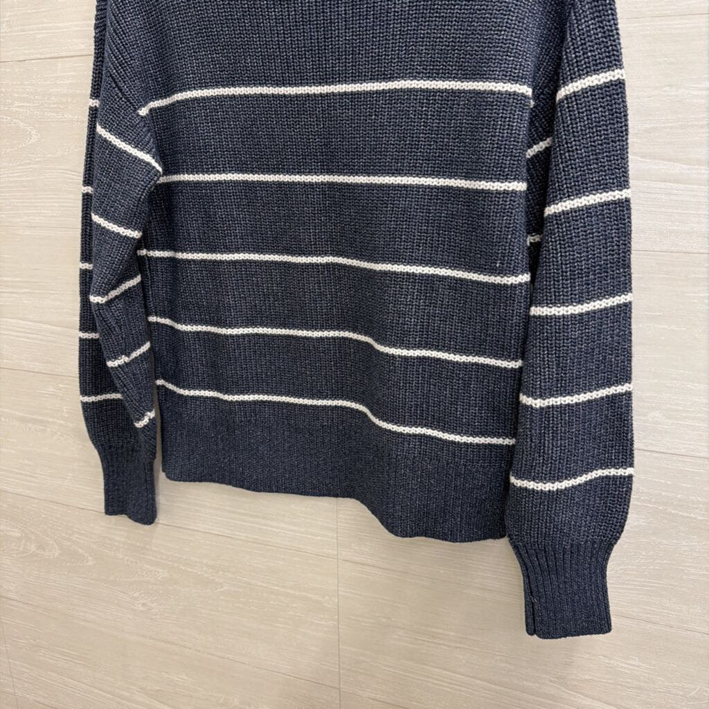 Faherty Navy/ White Striped Knit Cropped Sweater Extra Small
