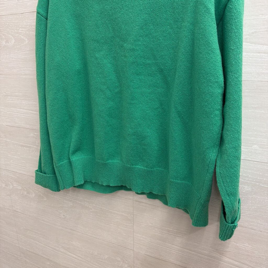 Green Knit Button Front Sweater Large