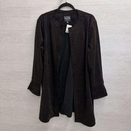 The Limited Black Faux Suede Long Open Front Jacket 18W