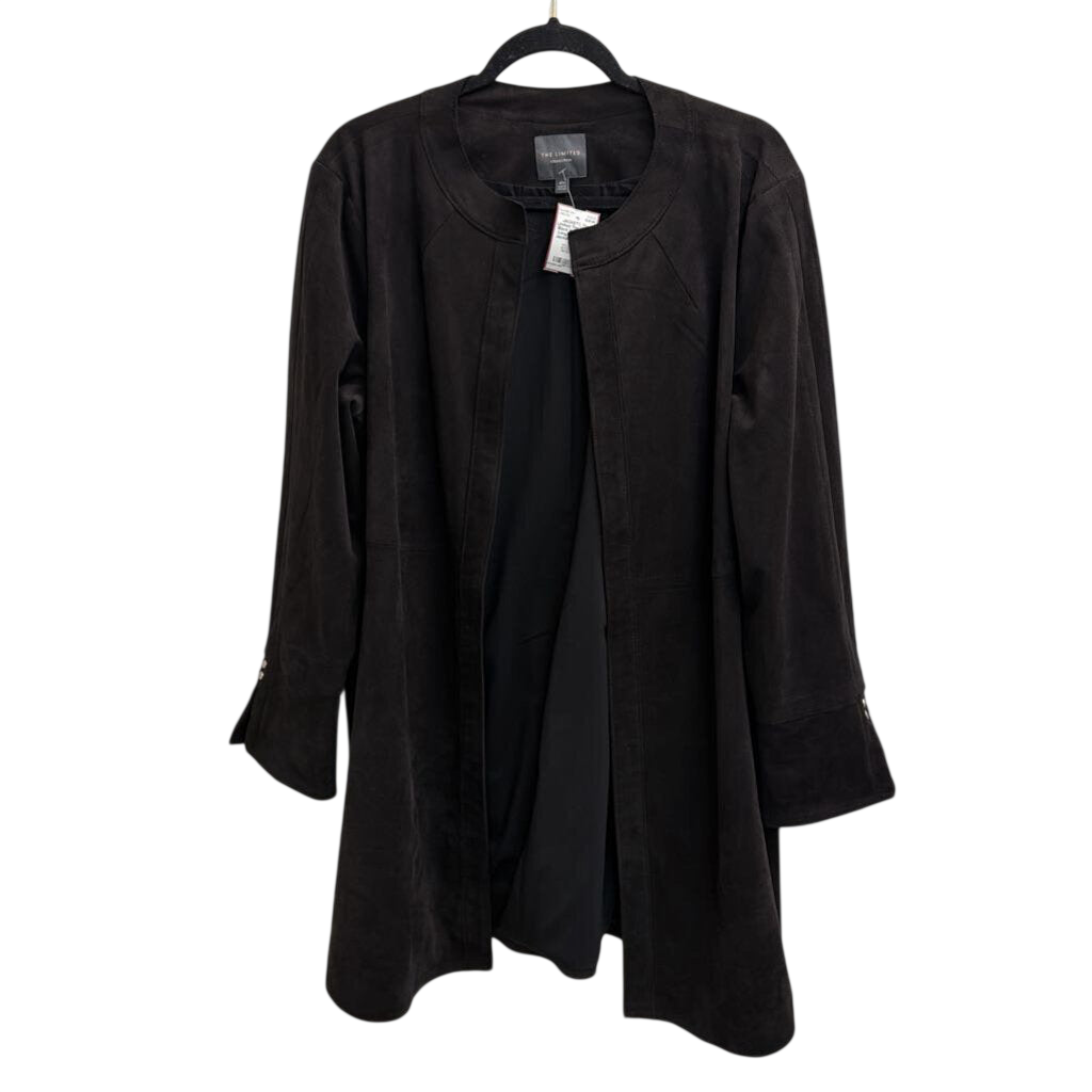 The Limited Black Faux Suede Long Open Front Jacket 18W
