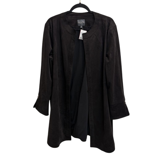 The Limited Black Faux Suede Long Open Front Jacket 18W