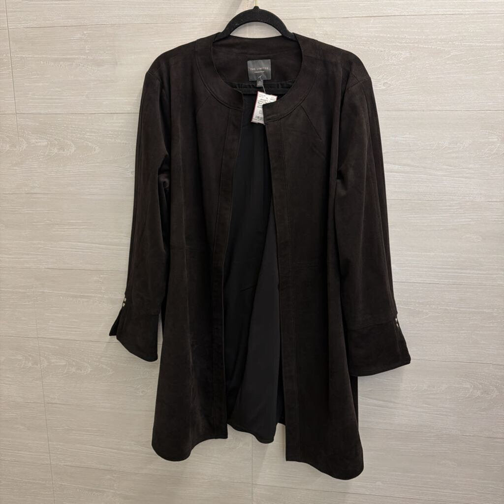 The Limited Black Faux Suede Long Open Front Jacket 18W