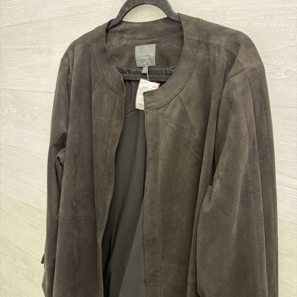 The Limited Black Faux Suede Long Open Front Jacket 18W