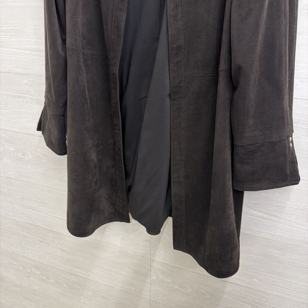 The Limited Black Faux Suede Long Open Front Jacket 18W
