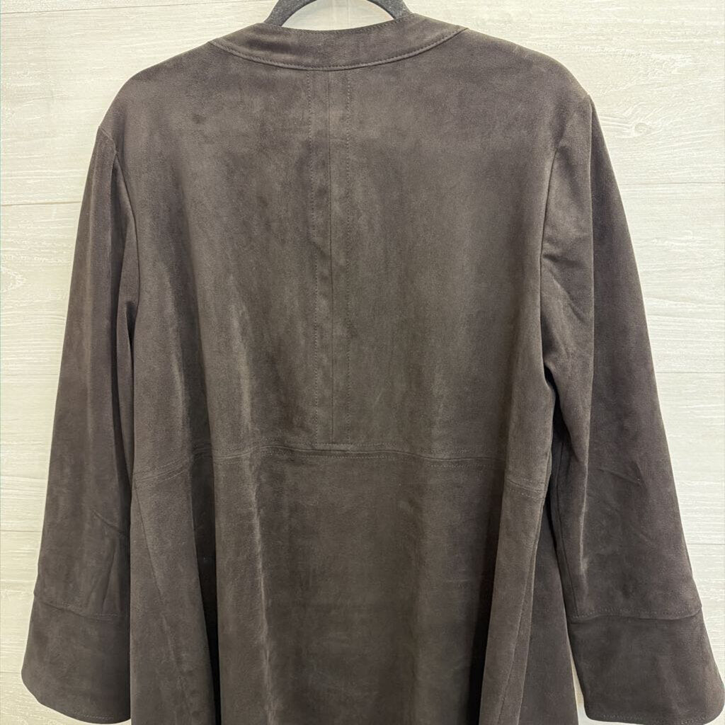 The Limited Black Faux Suede Long Open Front Jacket 18W