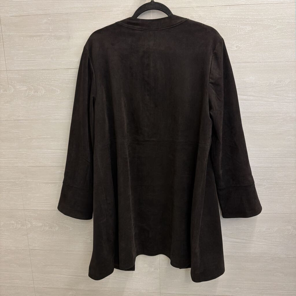 The Limited Black Faux Suede Long Open Front Jacket 18W