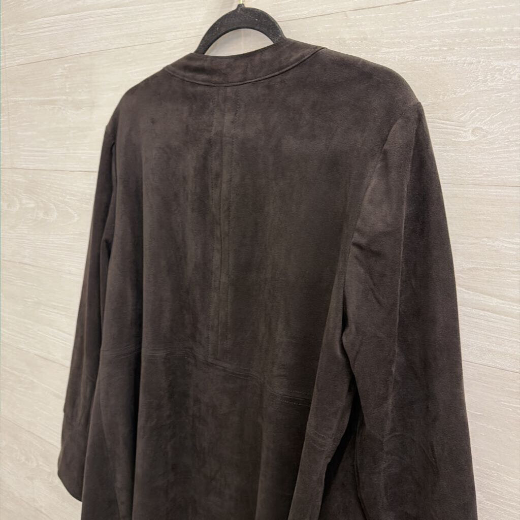 The Limited Black Faux Suede Long Open Front Jacket 18W