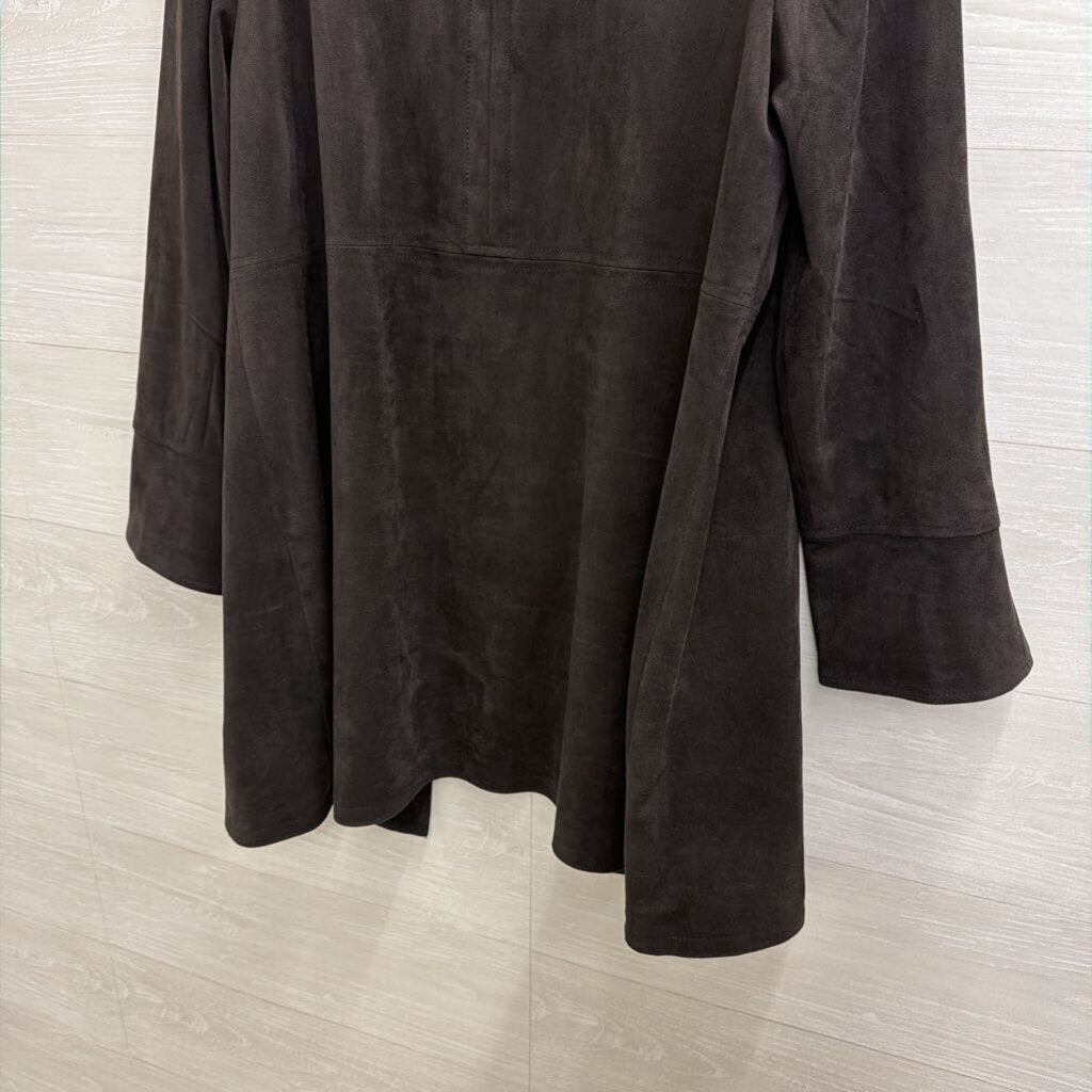 The Limited Black Faux Suede Long Open Front Jacket 18W