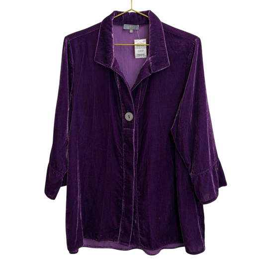 Habitat Purple Velvet Button Front Top Medium
