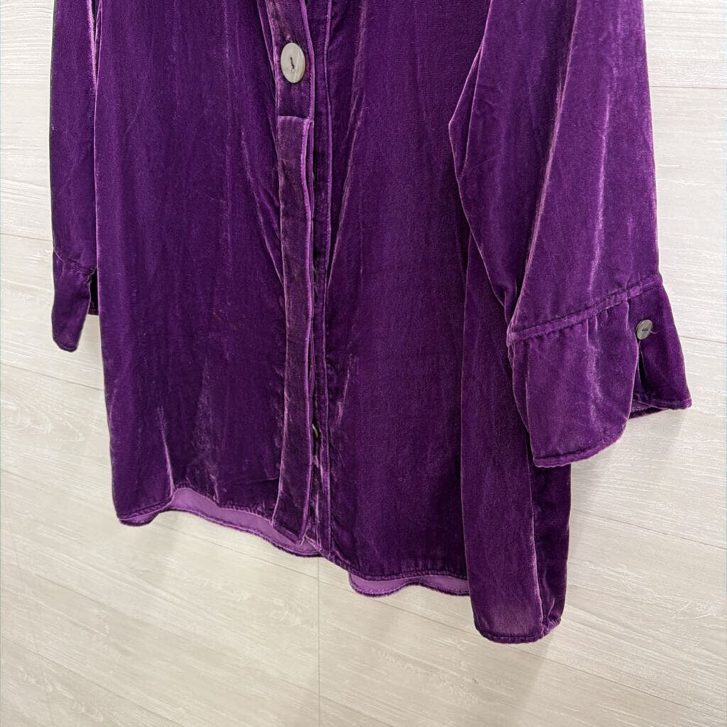 Habitat Purple Velvet Button Front Top Medium