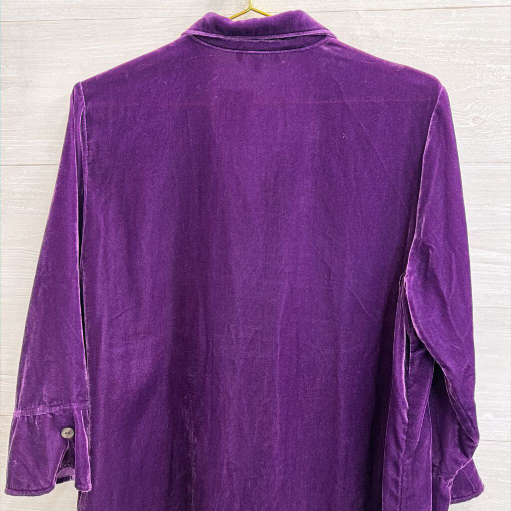 Habitat Purple Velvet Button Front Top Medium