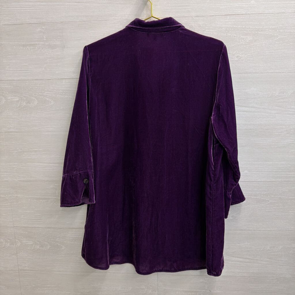 Habitat Purple Velvet Button Front Top Medium