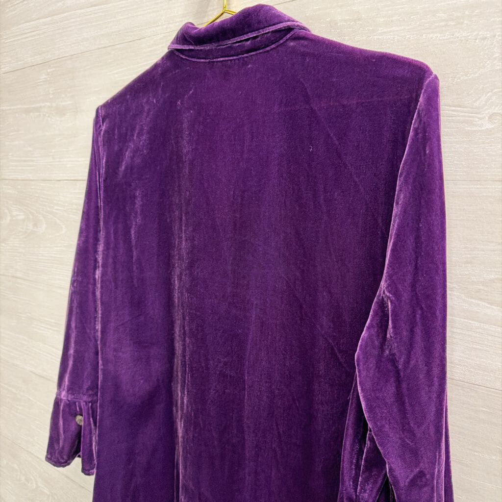 Habitat Purple Velvet Button Front Top Medium