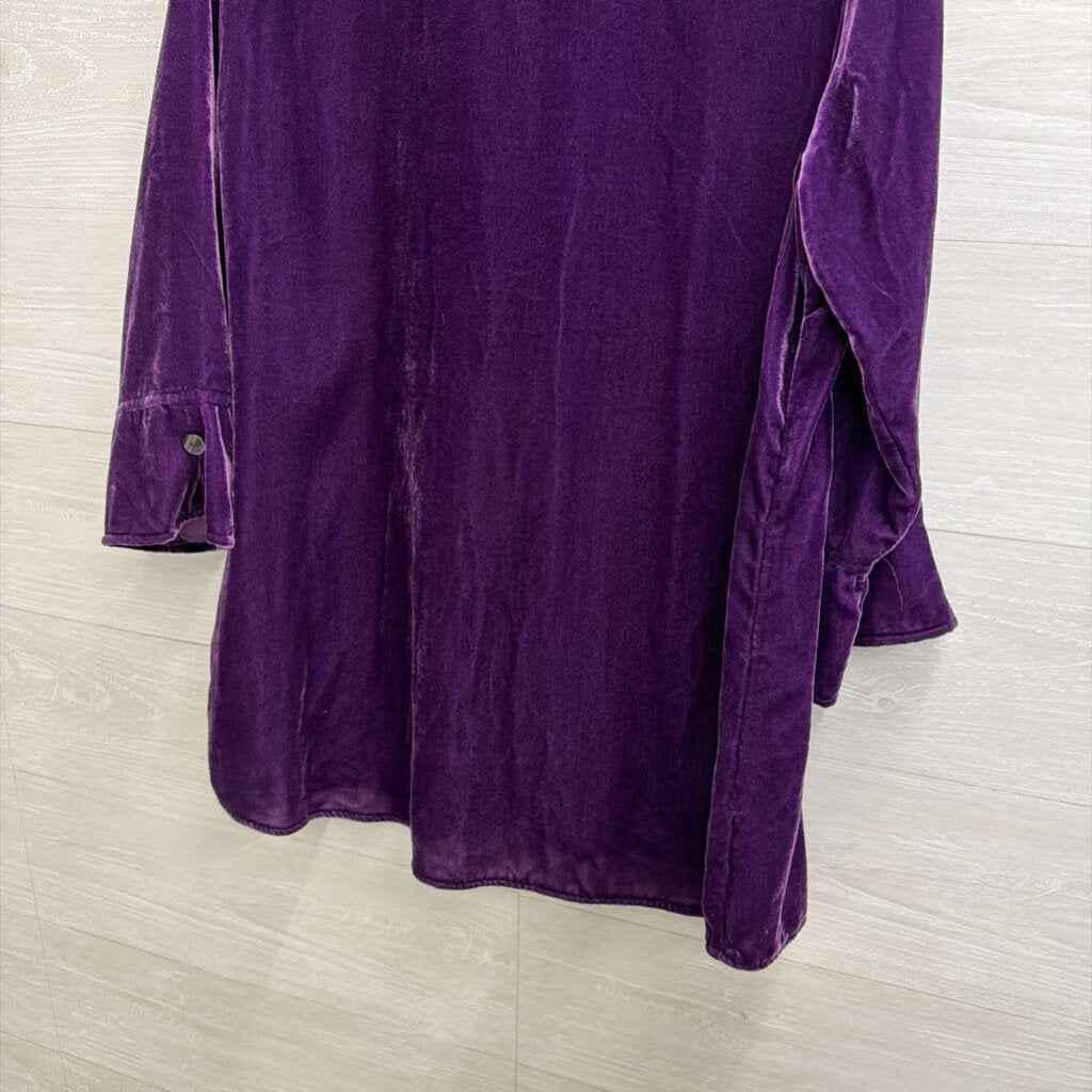 Habitat Purple Velvet Button Front Top Medium