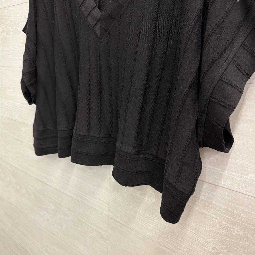 Umgee Black Cropped Short Sleeve Boxy Top Medium