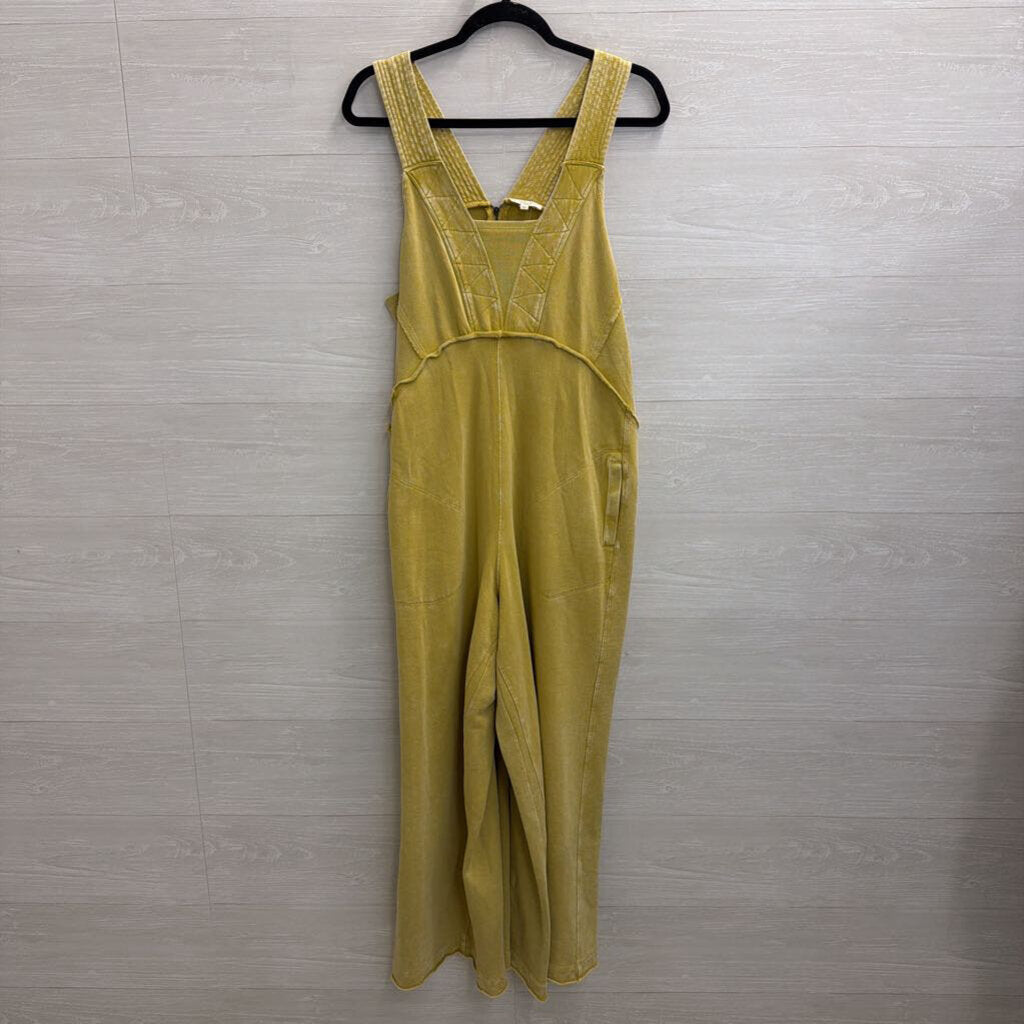 Easel Yellow Wide Leg Jumpsuit Large