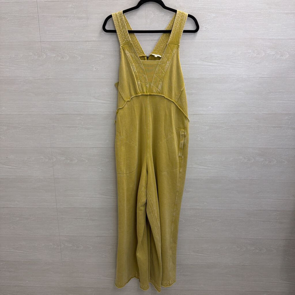 Easel Yellow Wide Leg Jumpsuit Large