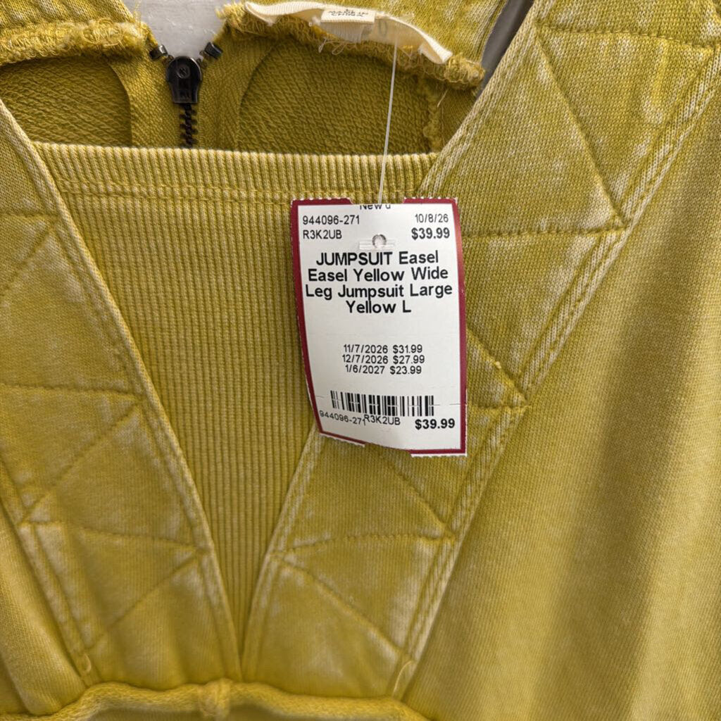 Easel Yellow Wide Leg Jumpsuit Large