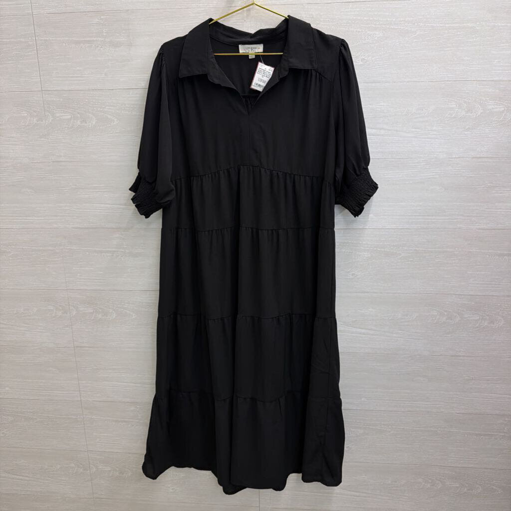 Umgee Black Long Sleeve Midi Dress Extra Large