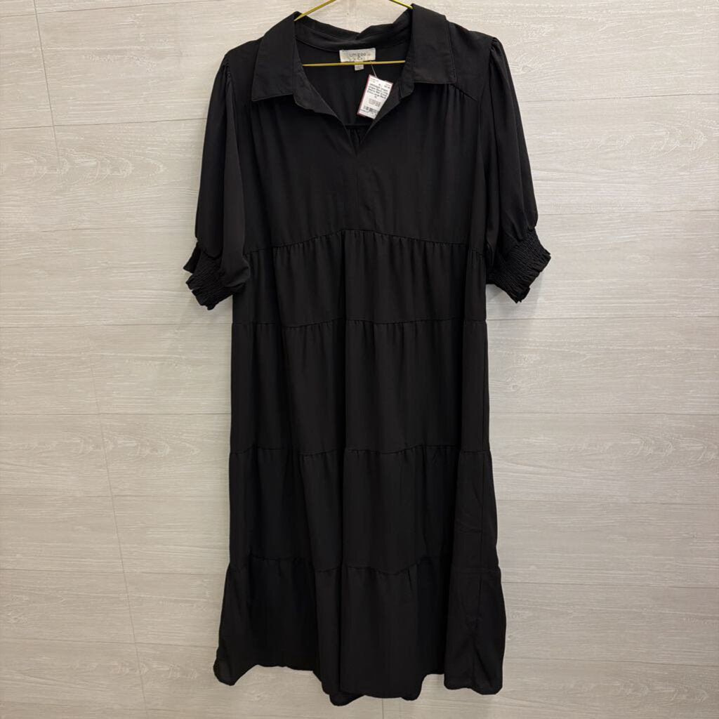 Umgee Black Long Sleeve Midi Dress Extra Large