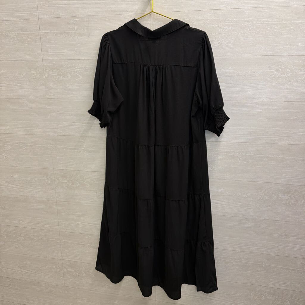 Umgee Black Long Sleeve Midi Dress Extra Large