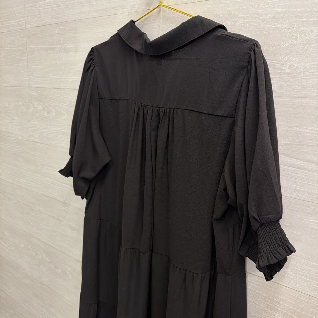 Umgee Black Long Sleeve Midi Dress Extra Large