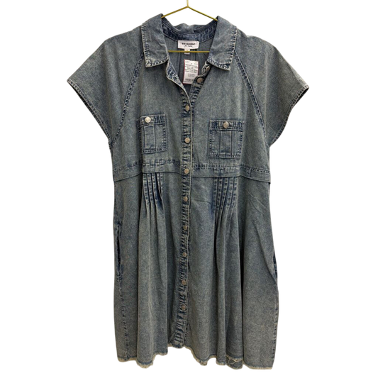 ee some Light Wash Short Sleeve Button Down Denim Dress Large
