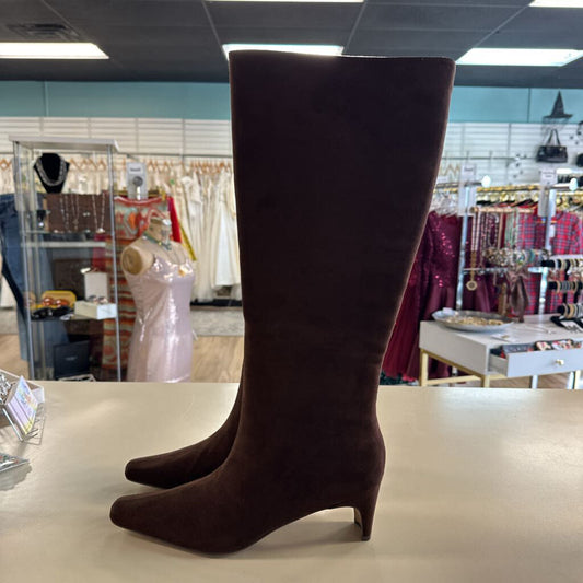 Loft Brown Suede Tall Squared Pointy Toe Boots 8