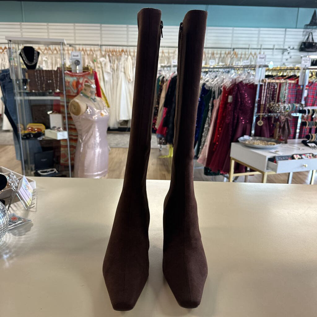 Loft Brown Suede Tall Squared Pointy Toe Boots 8