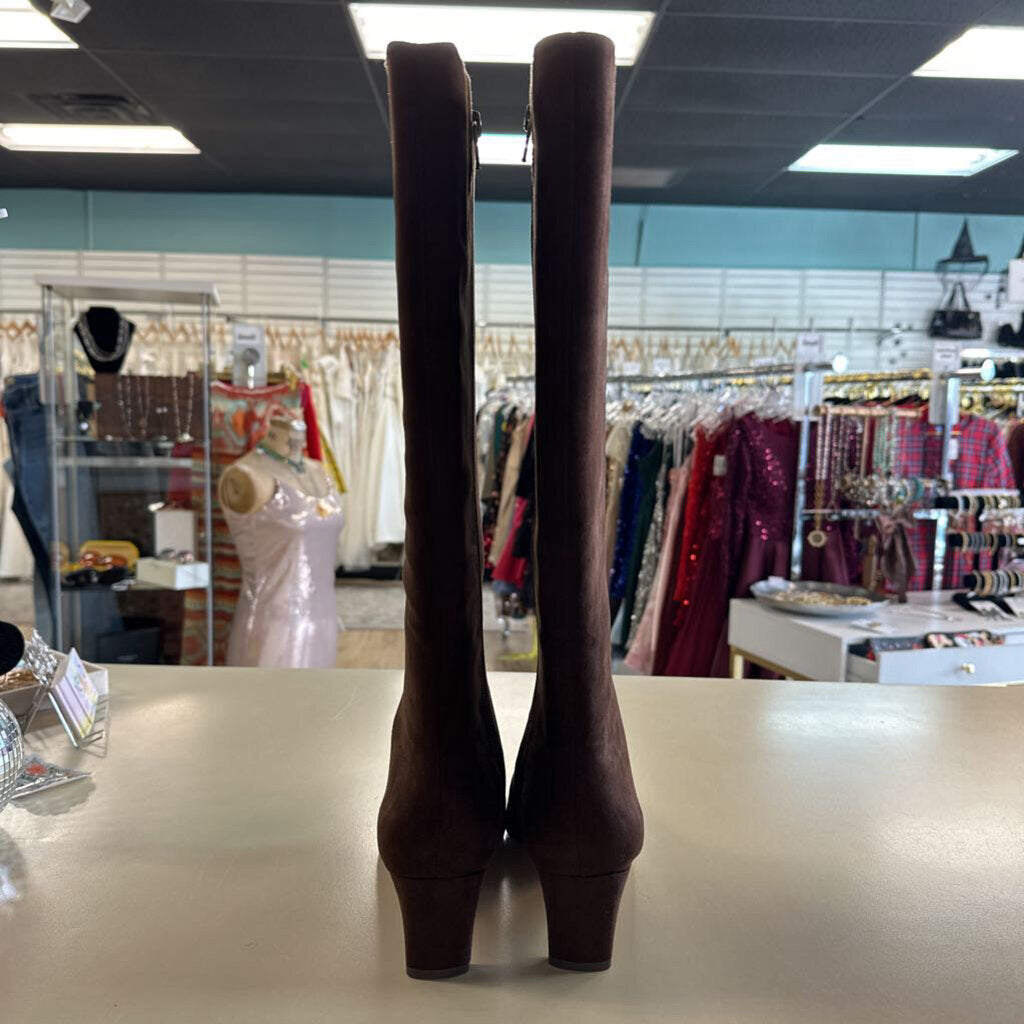 Loft Brown Suede Tall Squared Pointy Toe Boots 8