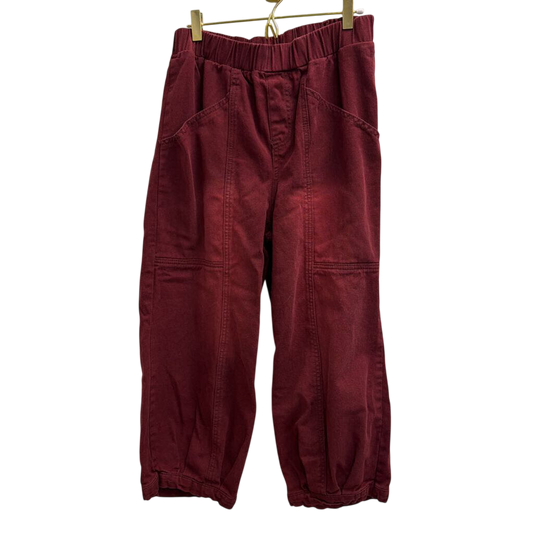 Burgundy Cropped Barrel Pull On Pants Medium