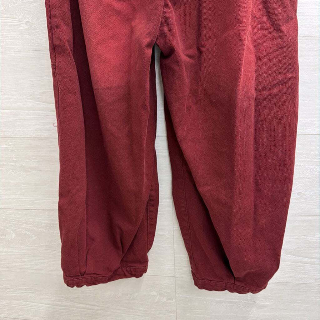 Burgundy Cropped Barrel Pull On Pants Medium